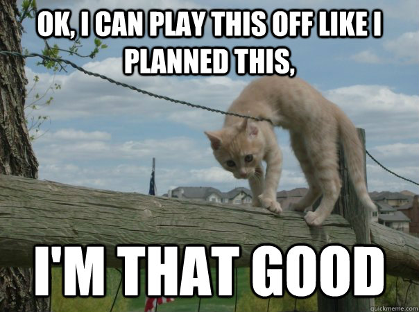 Ok, I can play this off like I planned this, I'm that good - Ok, I can play this off like I planned this, I'm that good  Misc