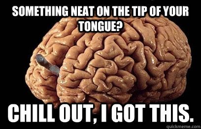 Something neat on the tip of your tongue? Chill out, I got this.  Good Guy Brain