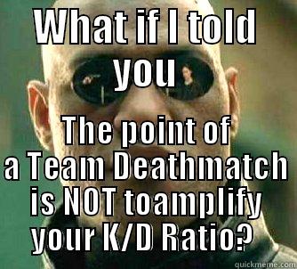 WHAT IF I TOLD YOU THE POINT OF A TEAM DEATHMATCH IS NOT TOAMPLIFY YOUR K/D RATIO?  Matrix Morpheus