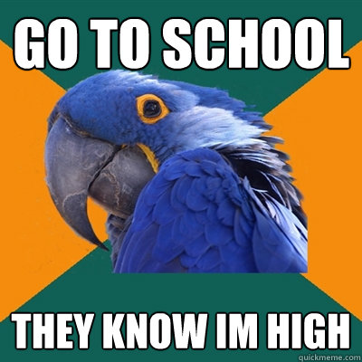 go to school they know im high  Paranoid Parrot