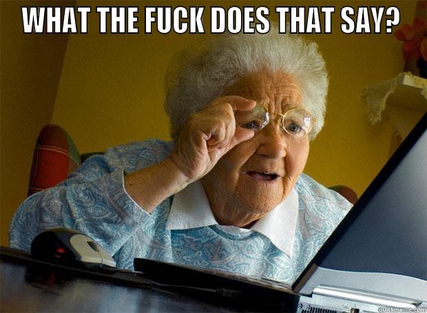 WHAT THE FUCK DOES THAT SAY?  Grandma finds the Internet