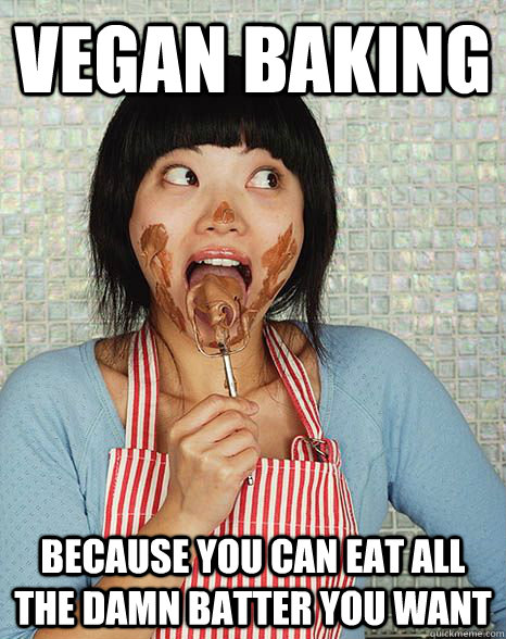 VEGAN BAKING BECAUSE YOU CAN EAT ALL THE DAMN BATTER YOU WANT - VEGAN BAKING BECAUSE YOU CAN EAT ALL THE DAMN BATTER YOU WANT  vegan baking