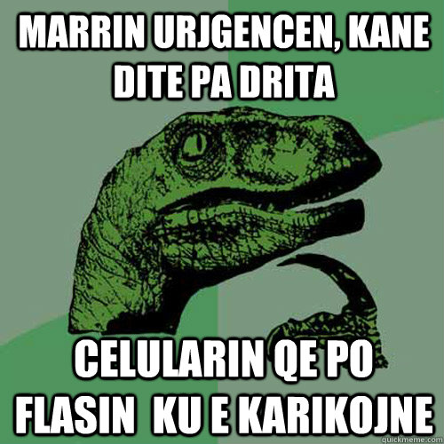 marrin urjgencen, kane dite pa drita celularin qe po flasin  ku e karikojne   Philosoraptor