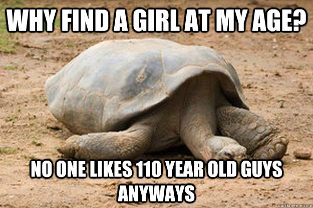 Why find a girl at my age? no one likes 110 year old guys anyways - Why find a girl at my age? no one likes 110 year old guys anyways  Depression Turtle