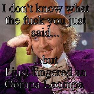 I DON'T KNOW WHAT THE FUCK YOU JUST SAID... ...BUT I JUST FINGERED AN OOMPA LOOMPA  Condescending Wonka