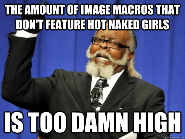 The amount of image macros that don't feature hot naked girls Is too damn high  Toodamnhigh