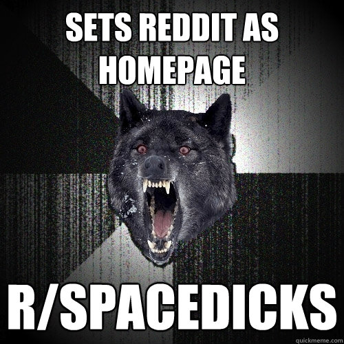 sets reddit as homepage r/spacedicks  Insanity Wolf