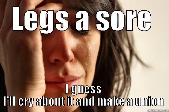 LEGS A SORE I GUESS I'LL CRY ABOUT IT AND MAKE A UNION First World Problems