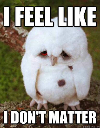 I FEEL LIKE                                                                                       I DON'T MATTER  Depressed Baby Owl