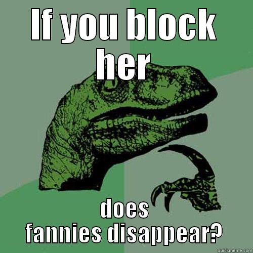 IF YOU BLOCK HER DOES FANNIES DISAPPEAR? Philosoraptor