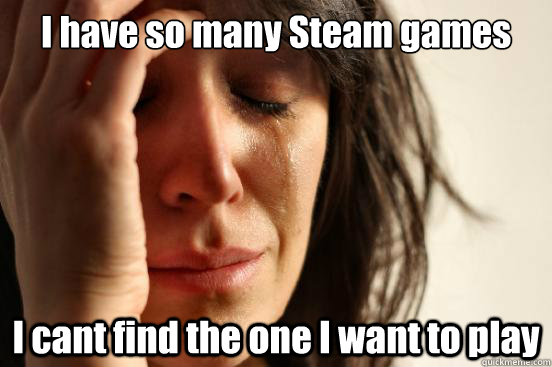 I have so many Steam games I cant find the one I want to play  First World Problems