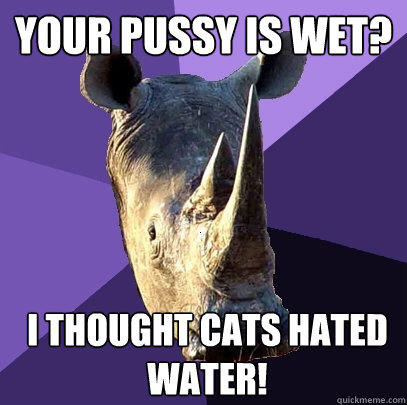 YOUR PUSSY IS WET? I THOUGHT CATS HATED WATER! - YOUR PUSSY IS WET? I THOUGHT CATS HATED WATER!  Sexually Oblivious Rhino