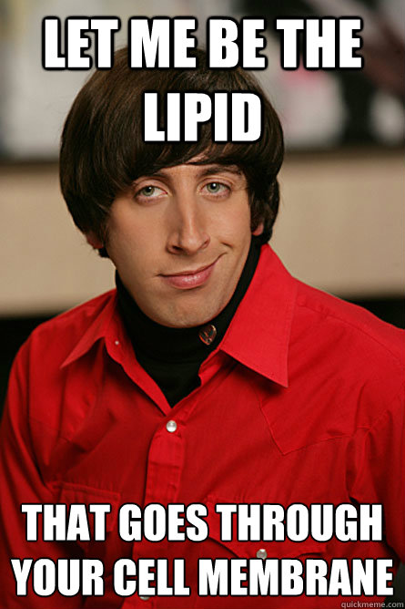 Let me be the lipid that goes through your cell membrane
  Pickup Line Scientist