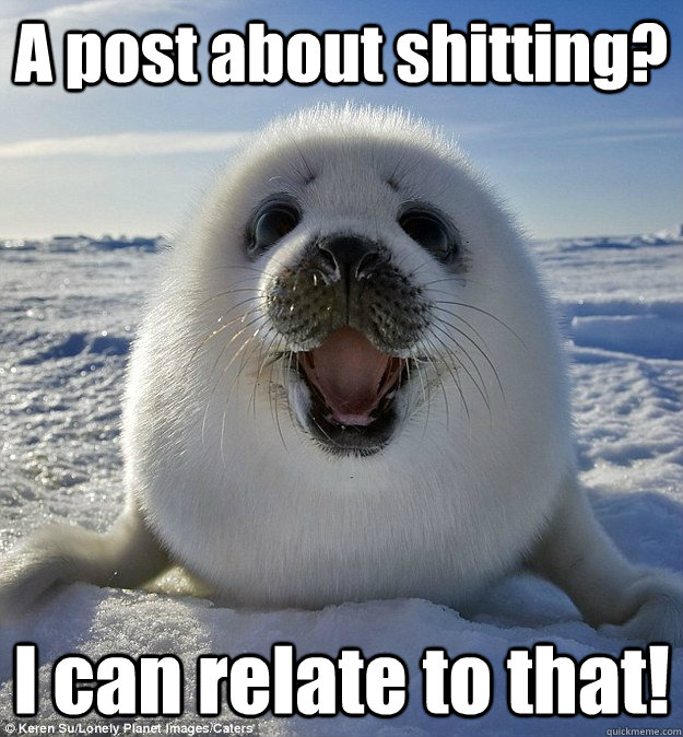A post about shitting? I can relate to that!  Easily Pleased Seal