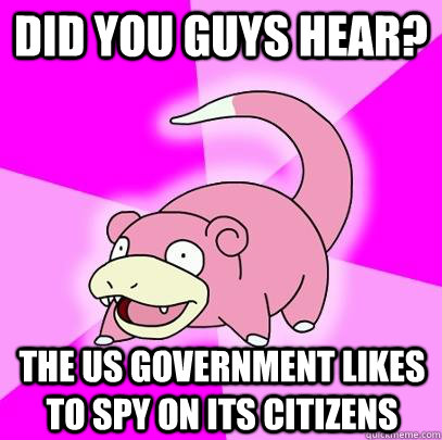 Did you guys hear? The US government likes to spy on its citizens - Did you guys hear? The US government likes to spy on its citizens  Slowpoke