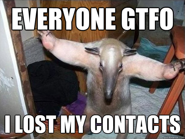 everyone gtfo i lost my contacts  I got this