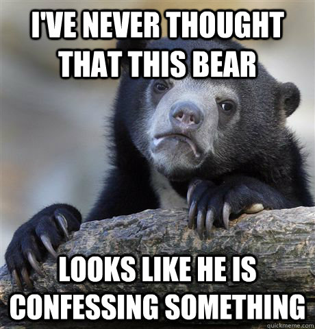 i've never thought that this bear looks like he is confessing something  Confession Bear