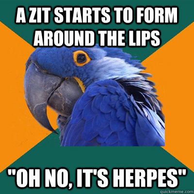 a zit starts to form around the lips 