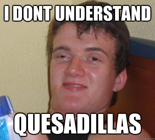 I DONT UNDERSTAND QUESADILLAS  10 Guy