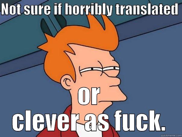 NOT SURE IF HORRIBLY TRANSLATED  OR CLEVER AS FUCK. Futurama Fry