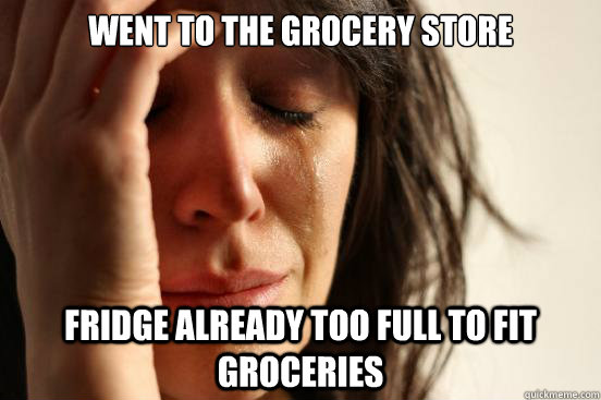 went to the grocery store  Fridge already too full to fit groceries  First World Problems