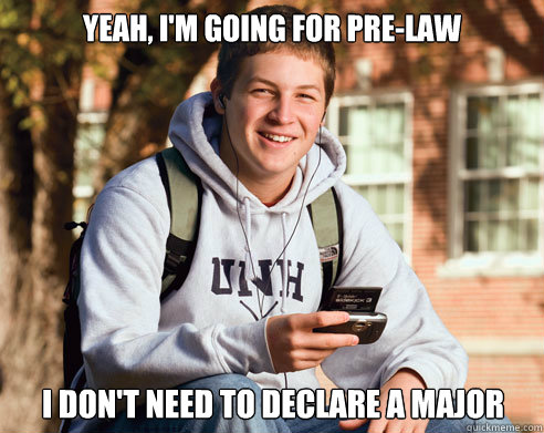 Yeah, I'm going for Pre-Law I don't need to declare a Major  College Freshman