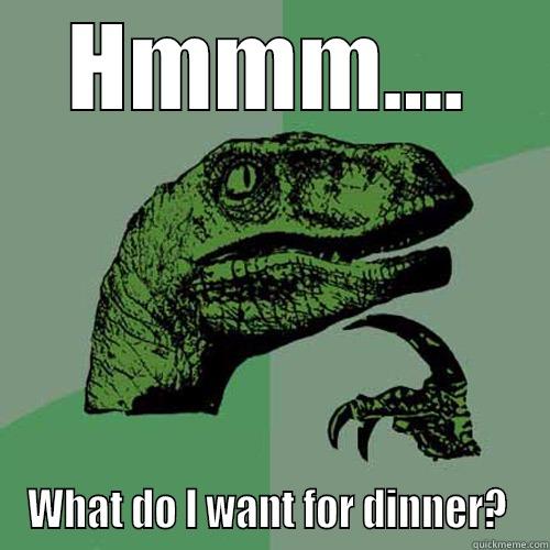 HMMM.... WHAT DO I WANT FOR DINNER?  Philosoraptor