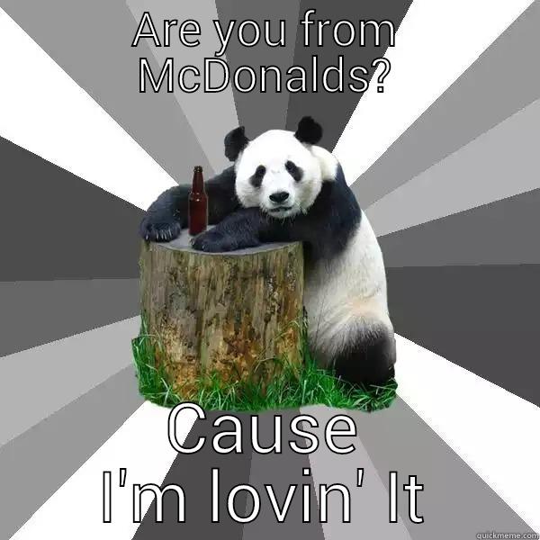 ARE YOU FROM MCDONALDS? CAUSE I'M LOVIN' IT Pickup-Line Panda