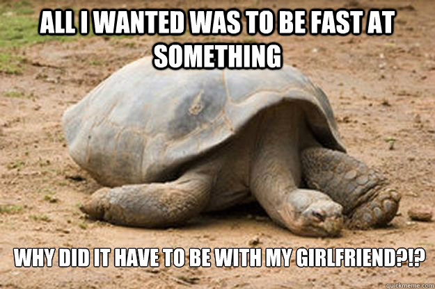 All I wanted was to be fast at something Why did it have to be with my girlfriend?!?  Depression Turtle