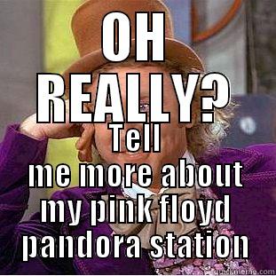 OH REALLY? TELL ME MORE ABOUT MY PINK FLOYD PANDORA STATION Condescending Wonka