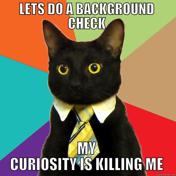 LETS DO A BACKGROUND CHECK MY CURIOSITY IS KILLING ME Business Cat