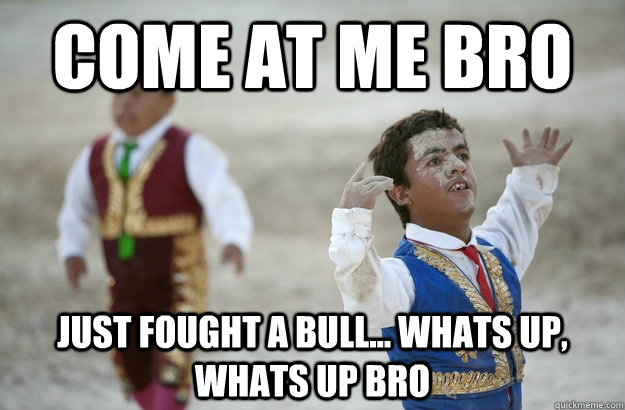 Come at me Bro just fought a bull... whats up, whats up bro  