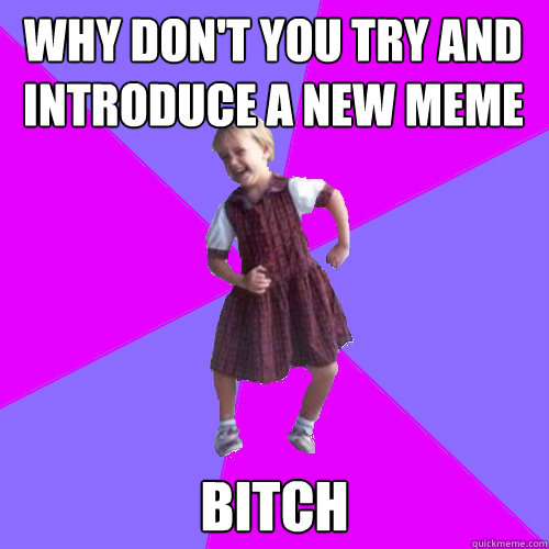 Why don't you try and introduce a new meme Bitch  Socially awesome kindergartener