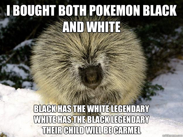 I bought both pokemon black and white Black has the white legendary
white has the black legendary
their child will be carmel  