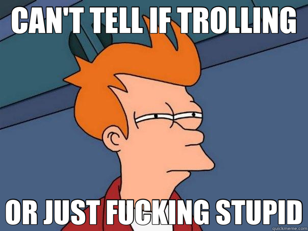 CAN'T TELL IF TROLLING OR JUST FUCKING STUPID  Futurama Fry