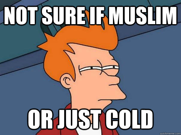 Not sure if Muslim or just cold - Not sure if Muslim or just cold  Futurama Fry