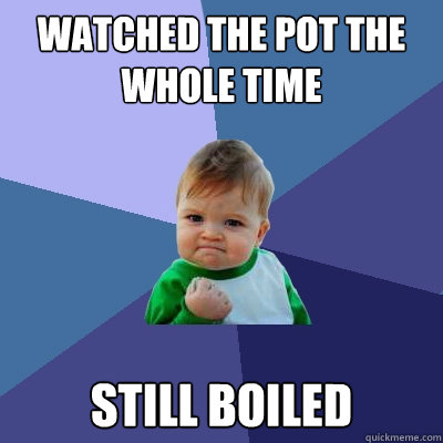 Watched the pot the whole time still boiled  Success Kid
