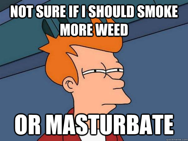 not sure if i should smoke more weed or masturbate    Futurama Fry