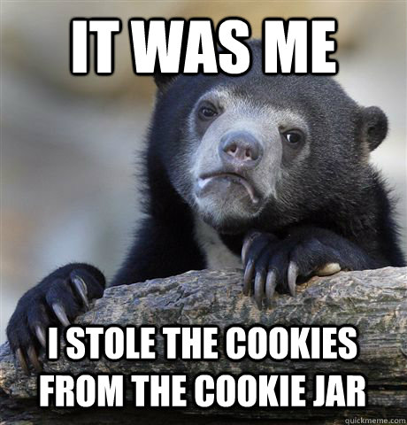 It was me I stole the cookies from the cookie jar  Confession Bear