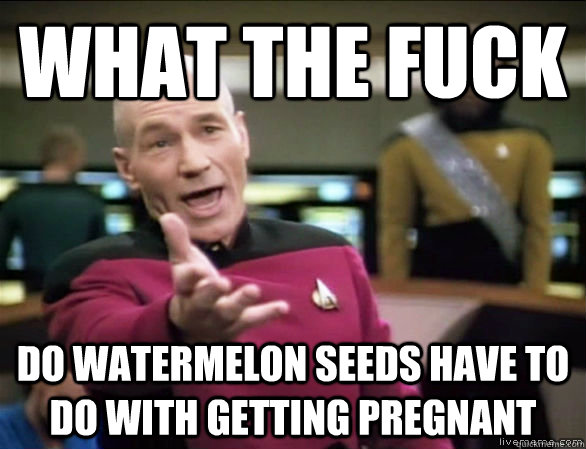 What the fuck do watermelon seeds have to do with getting pregnant  Annoyed Picard HD