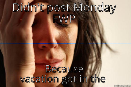DIDN'T POST MONDAY FWP BECAUSE VACATION GOT IN THE WAY First World Problems