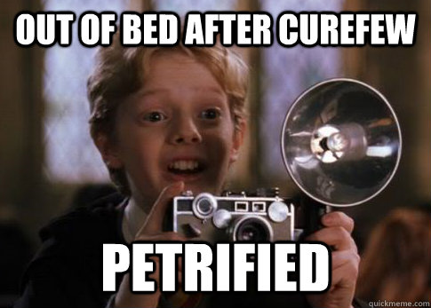 Out of bed after curefew petrified  Colin Creevey