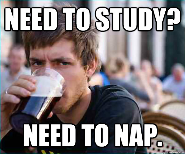 Need to study? Need to nap.  Lazy College Senior