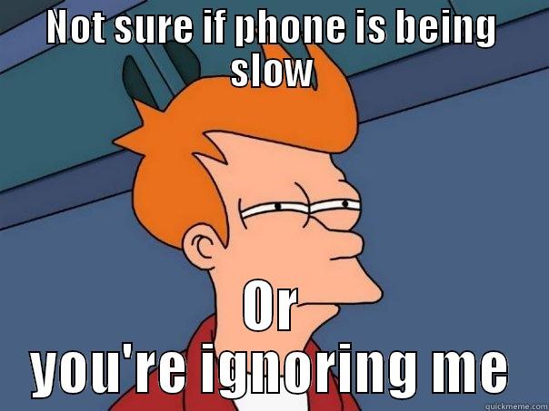 NOT SURE IF PHONE IS BEING SLOW OR YOU'RE IGNORING ME Futurama Fry
