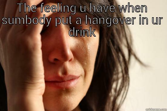 THE FEELING U HAVE WHEN SUMBODY PUT A HANGOVER IN UR DRINK  First World Problems