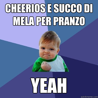 cheerios e succo di mela per pranzo yeah  Success Kid