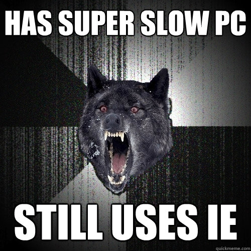 has super slow pc still uses ie  Insanity Wolf