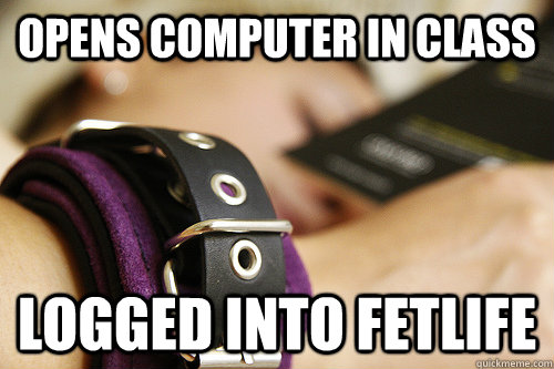 Opens computer in class logged into Fetlife - Opens computer in class logged into Fetlife  BDSM Girl
