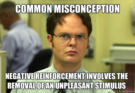 common misconception negative reinforcement involves the removal of an unpleasant stimulus  Dwight