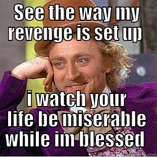 SEE THE WAY MY REVENGE IS SET UP  I WATCH YOUR LIFE BE MISERABLE WHILE IM BLESSED  Condescending Wonka